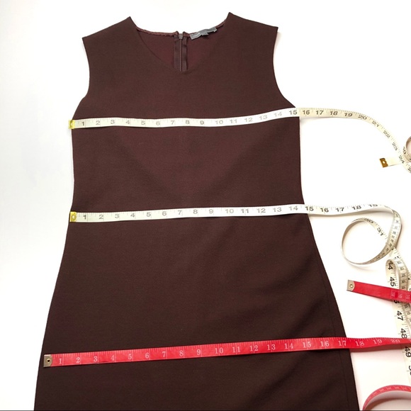 Vince Brown V-neck Sleeveless Sheath Dress 6 - Picture 6 of 8